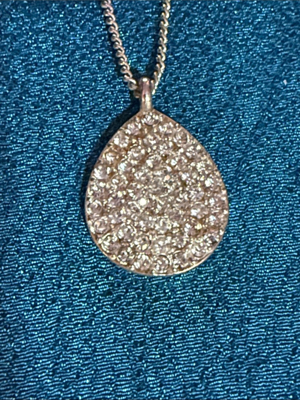 Kenneth Cole Teardrop Pave Crystal Pendant Necklace in Silvertone
